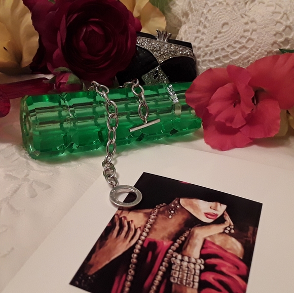 JCM Jewelry - 925 STERLING SIGNED OVAL TOGGLE LINK BRACELET 7.5"